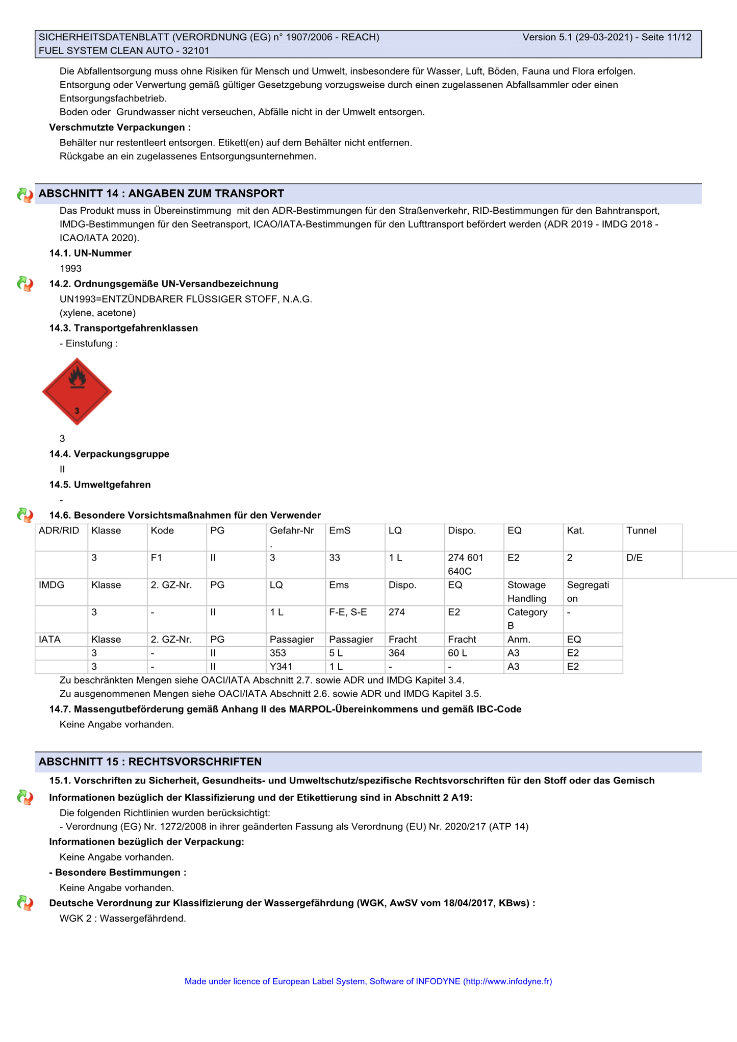 Benzin Systemreiniger