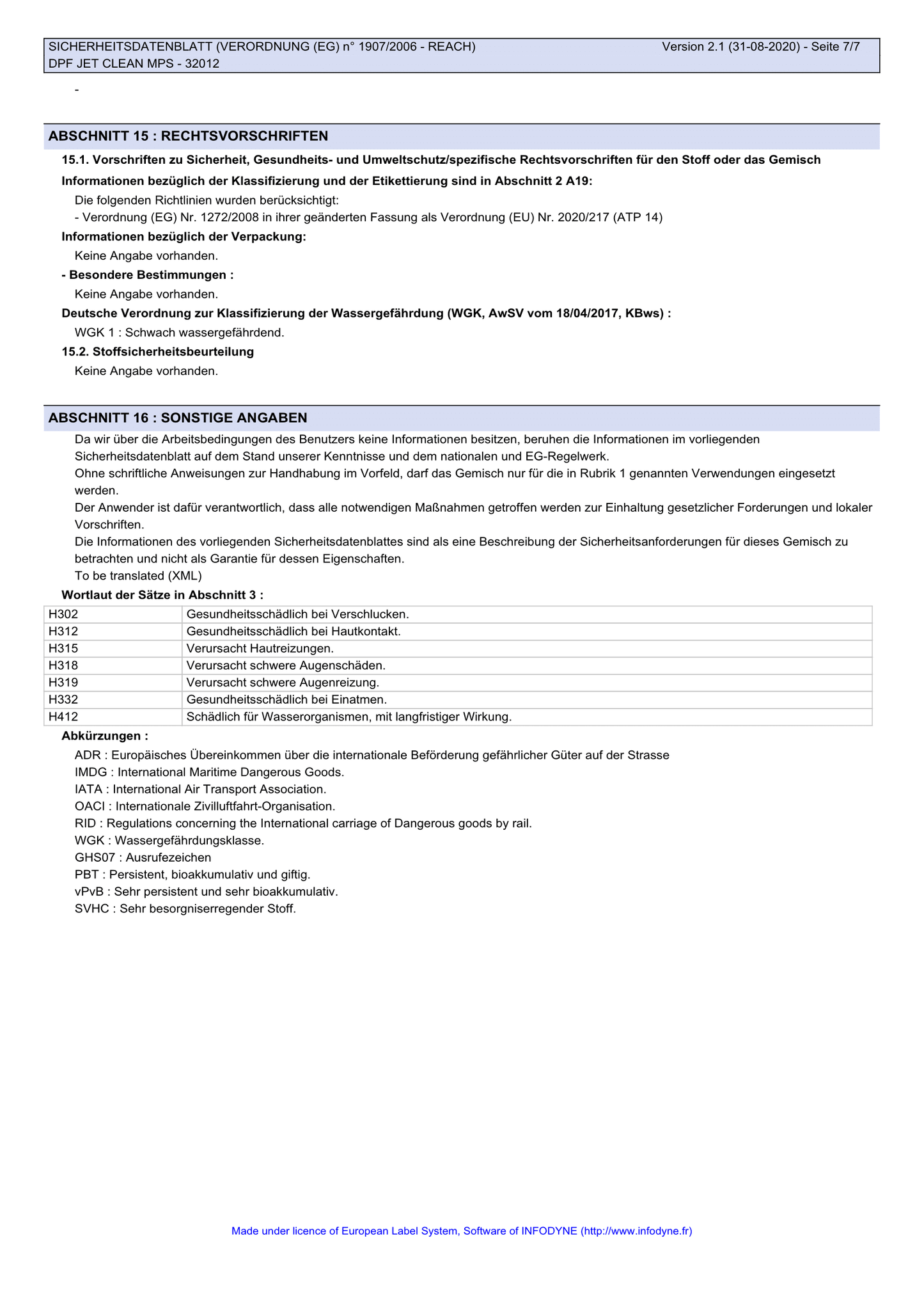 DPF Reinigungsfluid