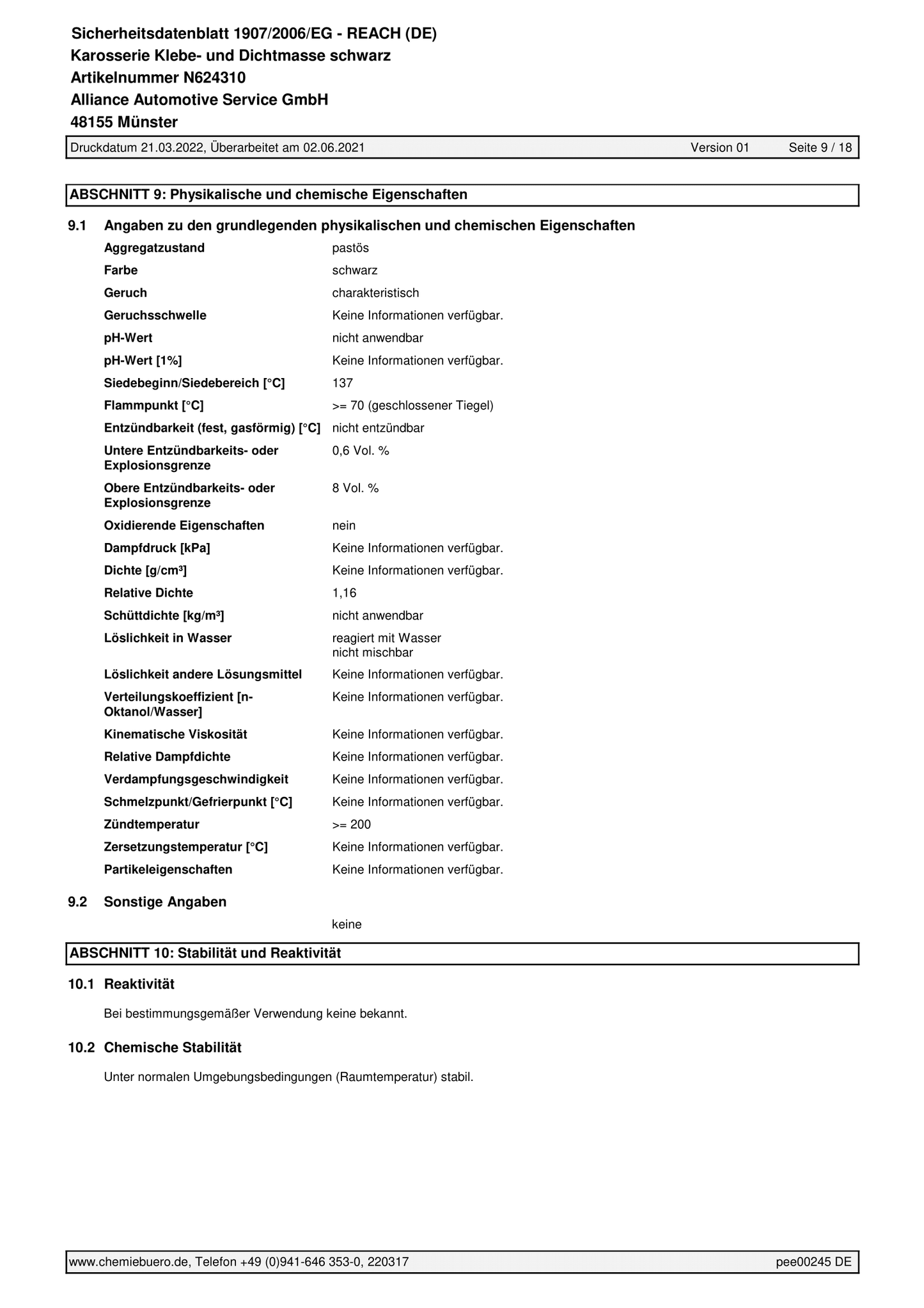 Karosseriedichtmasse Schwarz